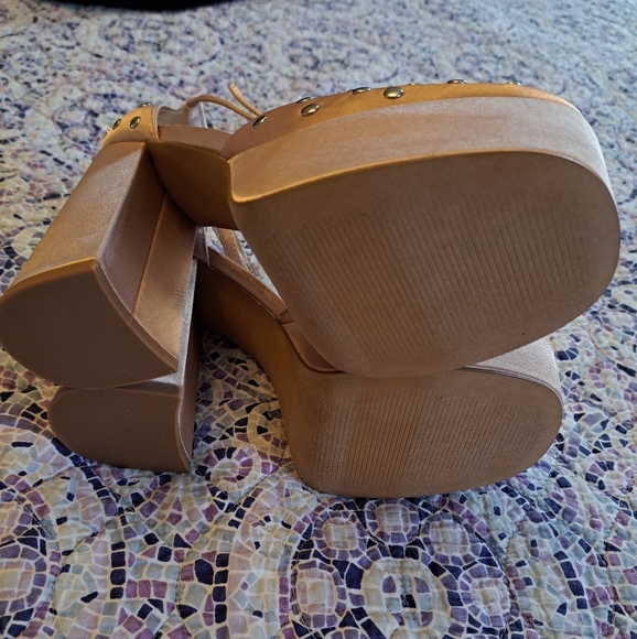 SILENT D Blush Satin Platform Heels - Picture 6 of 6